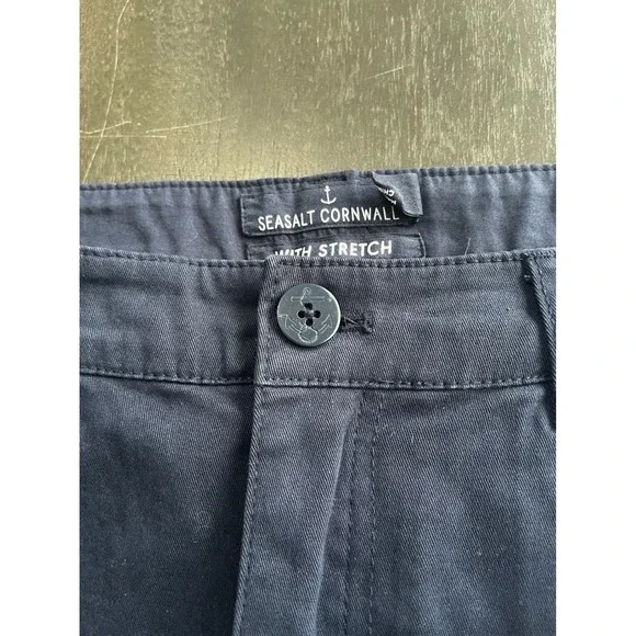 Seasalt Cornwall Women Navy‎ Blue Stretch Cropped Trousers Pants Size UK 12 US 8 - Picture 6 of 10